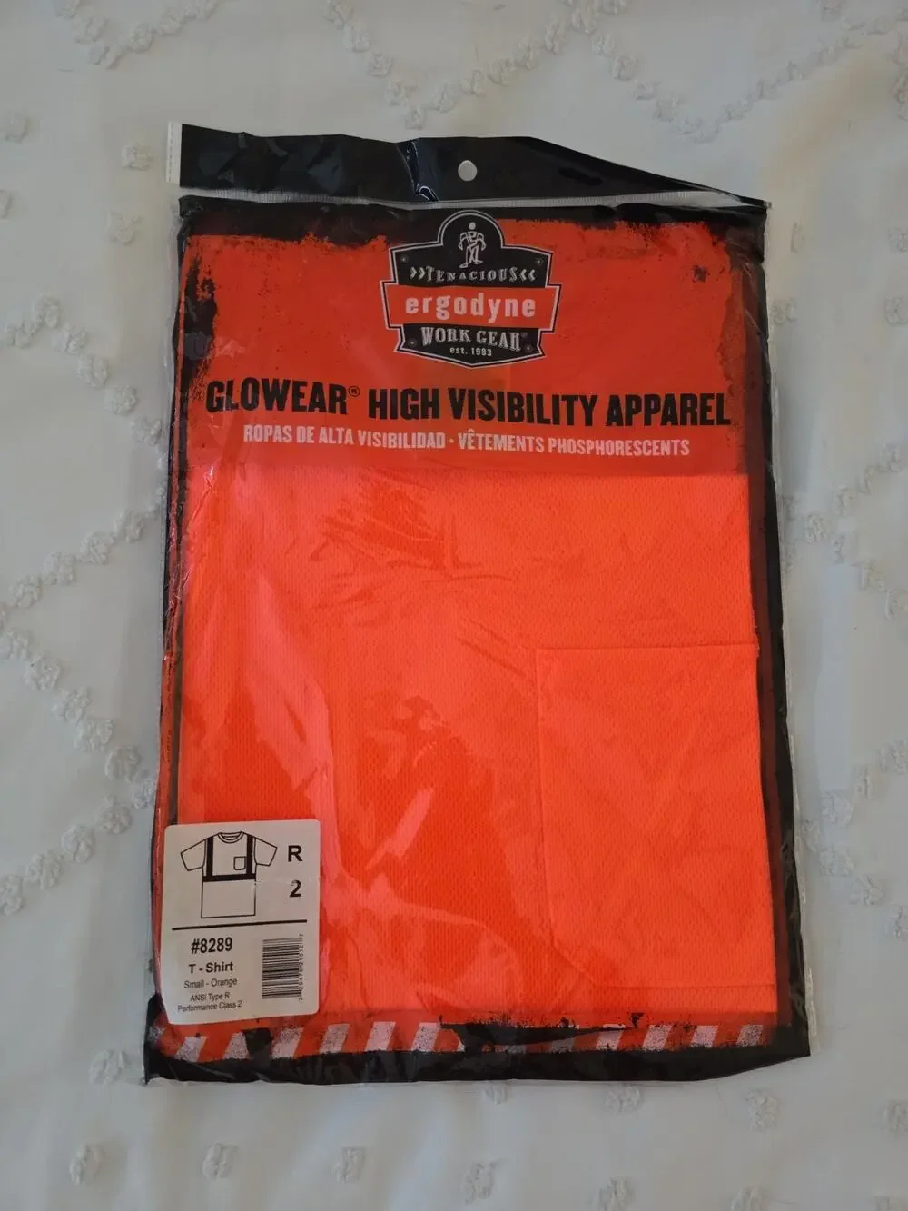 ERGODYNE 8289 Short Sleeve Hi-Vis Shirt, Polyester Breathable Knit, Orange, S